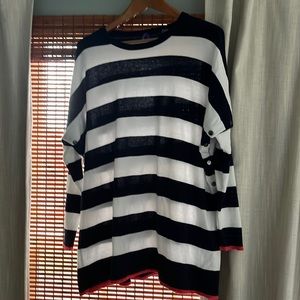 Nursing sweater, navy and white striped, worn about 3 times.